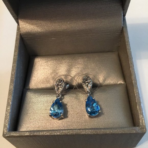 Jewelry - New Marambia Topaz Earrings Dangle 14ktwg & 925 Sterling Silver